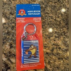 Vtg Looney Tunes Tasmanian Devil Taz Mini Book Keychain Cartoon NEW 1998 NOS